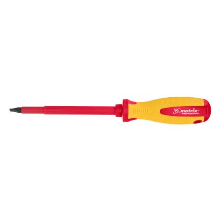 Отвертка Insulated, SL8 x 150 мм, CrMo, до 1000 В, двухкомпонентная рукоятка Matrix Professional 129. Артикул 12922