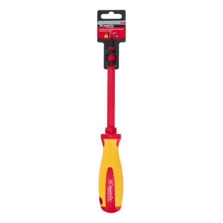 Отвертка Insulated, SL8 x 150 мм, CrMo, до 1000 В, двухкомпонентная рукоятка Matrix Professional 129. Артикул 12922