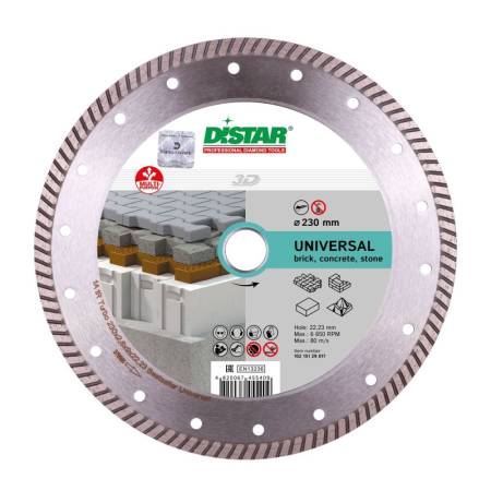Круг алмазный отрезной 1A1R Turbo 230x2,6x9x22,23 Bestseller Universal DiStar 10215129017. Артикул 10215129017