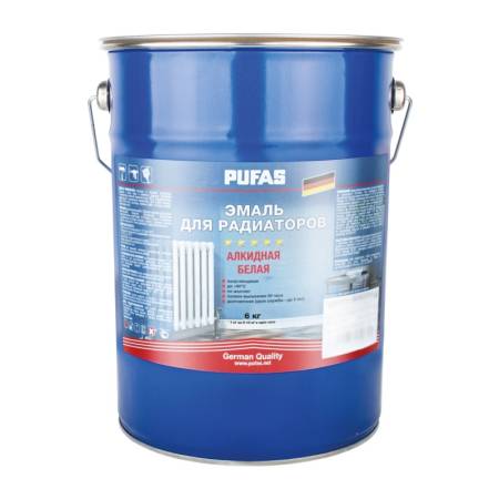 Эмаль для радиаторов Pufas белая (6 кг). Артикул тов-212156