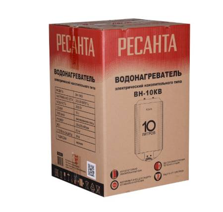 Водонагреватель накопительный ВН-10КВ Ресанта 74/5/9. Артикул 74/5/9