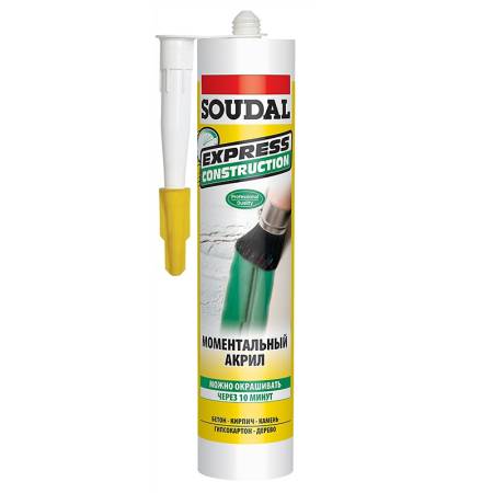 Герметик моментальный SOUDAL акрил белый 280 мл 122879. Артикул 122879