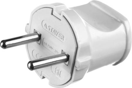 Вилка MAXElectro электрическая 6А/220В белая STAYER 55150-W. Артикул 55150-W