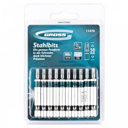 Набор бит Torx20 х 50, сталь S2, 10 шт. Gross 11470. Артикул 11470