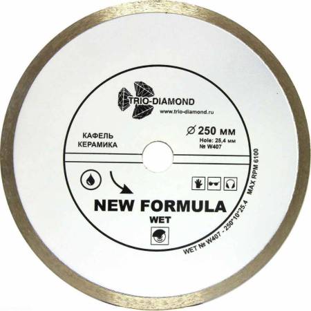Диск алмазный отрезной TRIO-DIAMOND (Трио-Диамонд) 250*25,4 Сплошной W407. Артикул W407