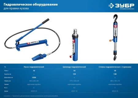 Насос гидравлический ЗУБР 10т, Профессионал 43025-10. Артикул 43025-10