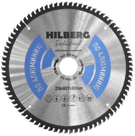 Диск пильный Hilberg Industrial Алюминий 216*30*80Т HA216. Артикул HA216