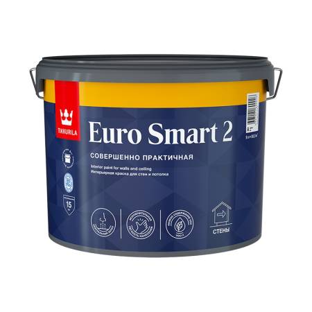 Краска интерьерная Tikkurila Euro Smart 2 основа A глубокоматовая (9 л). Артикул тов-025801