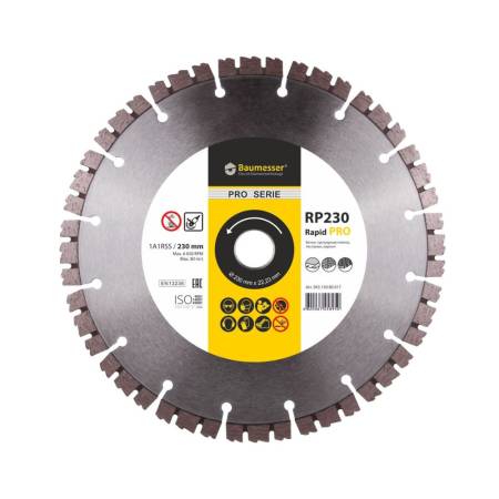 Круг алмазный отрезной 1A1RSS/C3-H 230x2,4/1,5x10x22,23-16 Baumesser Rapid PRO 94315080017. Артикул 94315080017