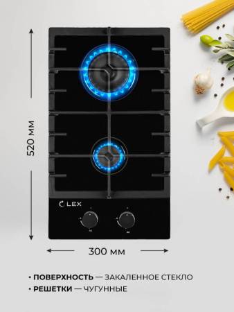 Варочная панель газовая LEX GVG 321 BL CHAO000175. Артикул CHAO000175
