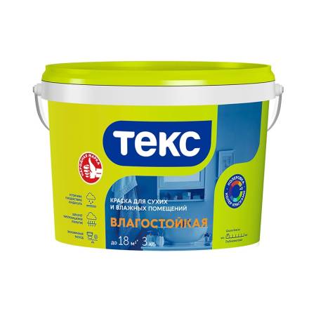 Краска в/д влагостойкая Текс Универсал (3 кг). Артикул тов-023207