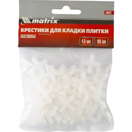 Крестики, 4 мм, для кладки плитки, упаковка 100 шт. MATRIX 88092. Артикул 88092