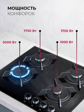 Варочная панель газовая LEX GVG 643A BBL CHAO000425. Артикул CHAO000425