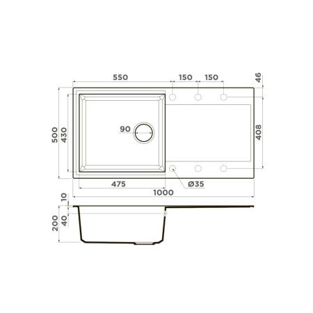 Кухонная мойка Omoikiri Sakaime 100-PL Tetogranit/платина 4993891. Артикул 4993891