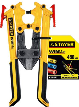 Болторез STAYER "MASTER" складная конструкция губки из Cr-Mo стали двухкомп рукоятка сталь HRC 42 до d= 6мм 450мм 2331-045. Артикул 2331-045