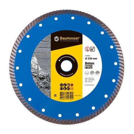 Круг алмазный отрезной 1A1R Turbo 230x2,6x9x22,23  Baumesser Beton PRO 90215008017. Артикул 90215008017