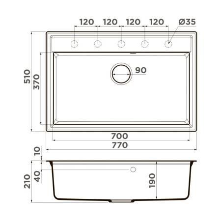 Кухонная мойка Omoikiri Daisen 77-PA Artgranit/пастила 4993626. Артикул 4993626