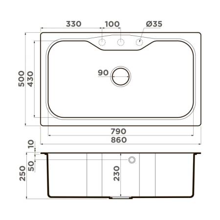 Кухонная мойка Omoikiri Maru 86-BL Tetogranit/черный 4993138. Артикул 4993138