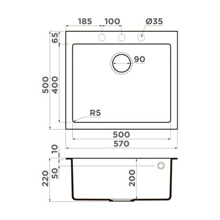 Кухонная мойка Omoikiri Bosen 57-PL Tetogranit/платина 4993221. Артикул 4993221
