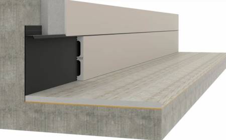 Плинтус алюминиевый скрытый без пятки Чёрный RAL 9005 ProDesign pdwbm. Артикул pdwbm
