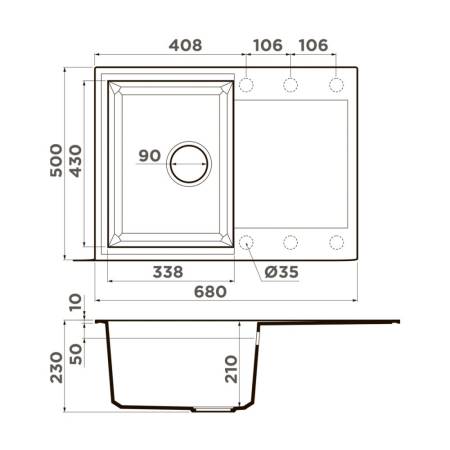 Кухонная мойка Omoikiri Sakaime 68-WH Tetogranit/белый 4993126. Артикул 4993126