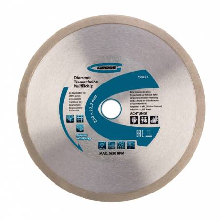 Диск алмазный, 230 х 22,2 мм, сплошной, мокрая резка Gross 730497. Артикул 730497